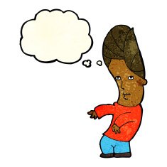 cartoon man with no worries thought bubble N3
