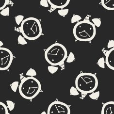 doodle alarm clock seamless pattern background N2