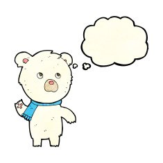 cartoon cute polar bear with thought bubble N20
