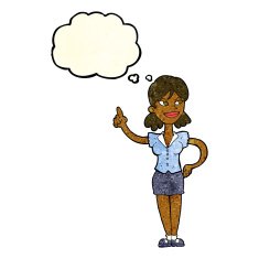 cartoon woman with great idea thought bubble N5