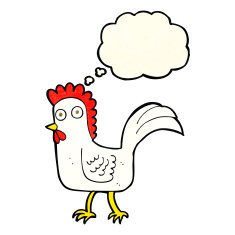 cartoon chicken with thought bubble N6