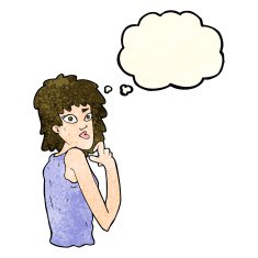 cartoon surprised woman with thought bubble N69