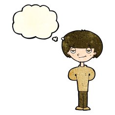 cartoon happy man with thought bubble N118