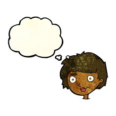 cartoon confused woman with thought bubble N20