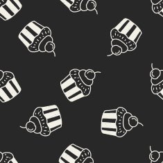 doodle cake seamless pattern background N33