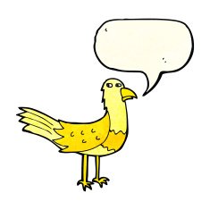 cartoon bird with thought bubble N76