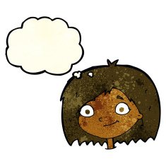 cartoon happy female face with thought bubble N52