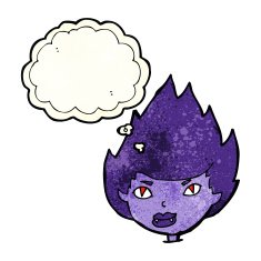 cartoon vampire head with thought bubble N12