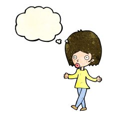 cartoon confused woman with thought bubble N21