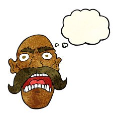 cartoon angry old man with thought bubble N36