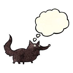 cartoon little dog with thought bubble N5