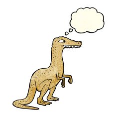 cartoon dinosaur with thought bubble N10