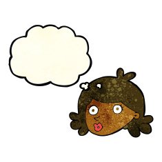 cartoon pretty face with thought bubble N3