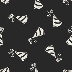 doodle party hats seamless pattern background N5