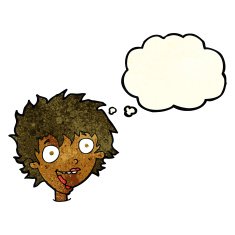 cartoon crazy excited woman with thought bubble N5