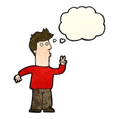 cartoon man signaling with hand thought bubble N2