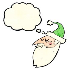cartoon santa face with thought bubble N3