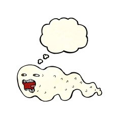 cartoon ghost with thought bubble N6