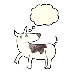 funny cartoon dog with thought bubble N6