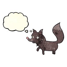 cartoon wolf cub with thought bubble N4