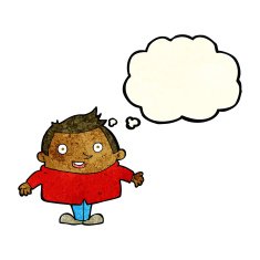 cartoon happy man with thought bubble N122