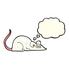cartoon mouse with thought bubble N4