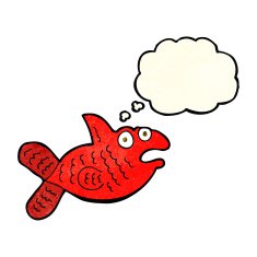 cartoon fish with thought bubble N20