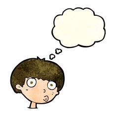cartoon surprised boy with thought bubble N7