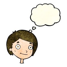 cartoon happy boy with thought bubble N59
