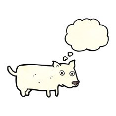 cartoon little dog with thought bubble N6