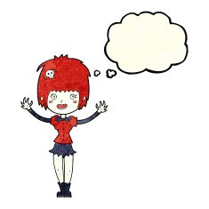 cartoon vampire girl with thought bubble N61