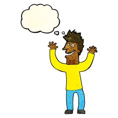 cartoon excited man with thought bubble N17