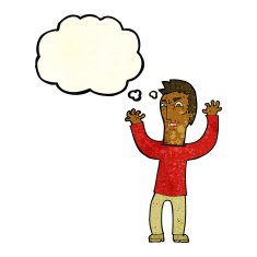 cartoon angry man with thought bubble N24