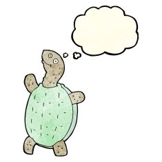 cartoon happy turtle with thought bubble N3