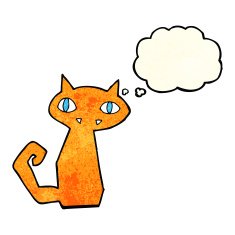 cartoon cat with thought bubble N12