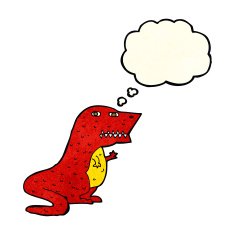 cartoon dinosaur with thought bubble N11