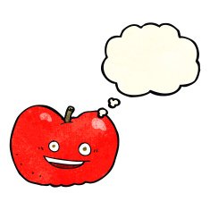 cartoon apple with thought bubble N11