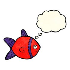 cartoon fish with thought bubble N21