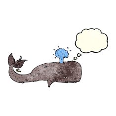 cartoon whale with thought bubble N9