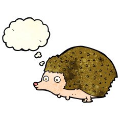 cartoon hedgehog with thought bubble N2