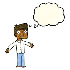 cartoon shocked man with thought bubble N31