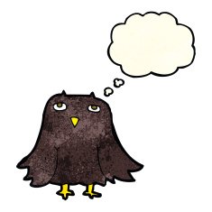 cartoon owl with thought bubble N18
