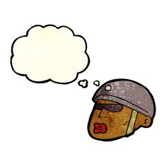 cartoon policeman head with thought bubble N3