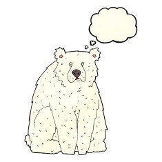 cartoon funny polar bear with thought bubble N3