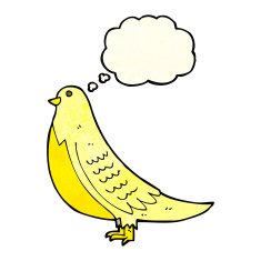 cartoon bird with thought bubble N77