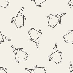 champagne doodle seamless pattern background