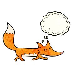 cartoon little fox with thought bubble N9