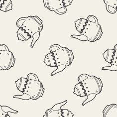 Teapot doodle drawing seamless pattern background N2