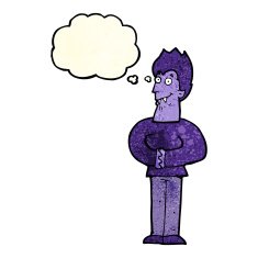 cartoon vampire with thought bubble N38