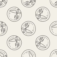 dishware doodle seamless pattern background N2